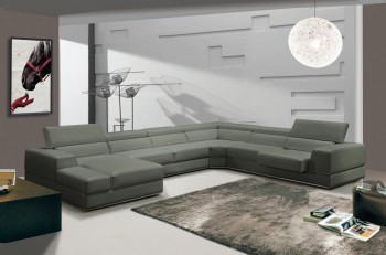 Advanced Adjustable Leather Sectional with Chaise