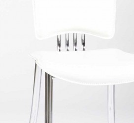 White or Black Leather Dining Chairs with Chrome Legs and High Back