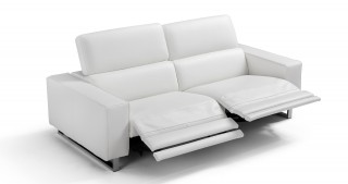 Grace White Leather Sofa Set with Adjustable Headrests