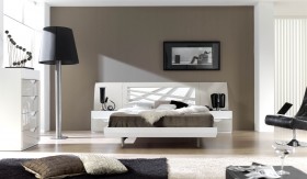 Graceful Lacquered Contemporary Modern Bedroom Sets with Curve Design