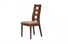 Contemporary Fabric and Wood Dining Chair with Curved Back