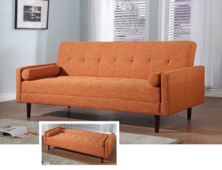 Contemporary Grey or Orange Fabric Sofa Sleeper Hardwood Frame