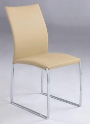 Black or Taupe Leather Dining Chair with Brilliant Chrome Base