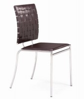Criss Cross Chair with Solid Flat Seat Leatherette Strap Back