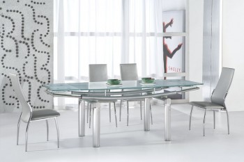 Serenity Ultra Contemporary Glass and Tube Dining Room Table