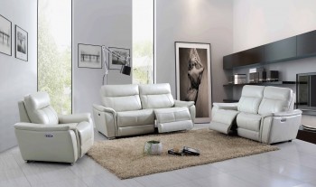 Light Grey Top-Grain Italian Leather Sofa Set