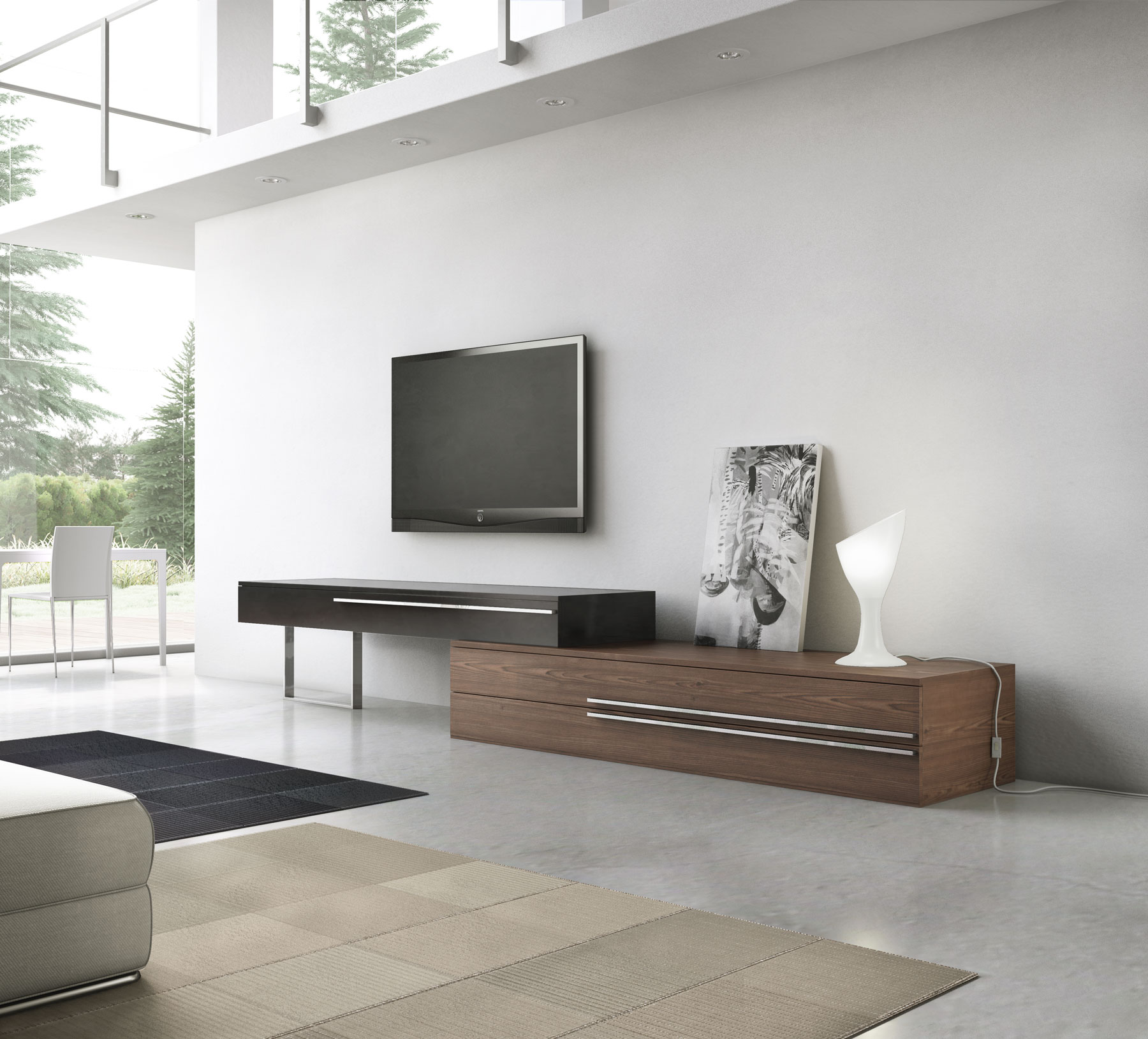 Modern Grey Crackle TV Stand - Click Image to Close