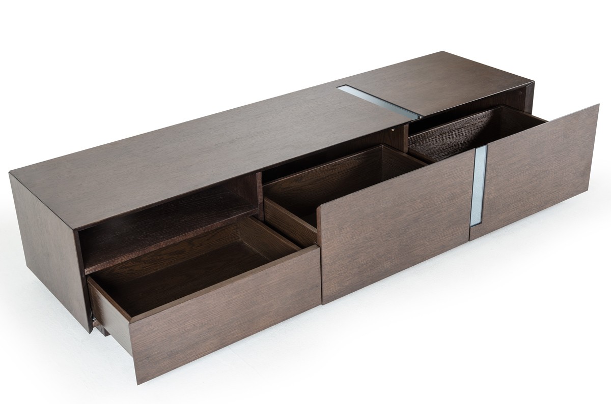 Brown Oak Wood Media Center TV Stand - Click Image to Close
