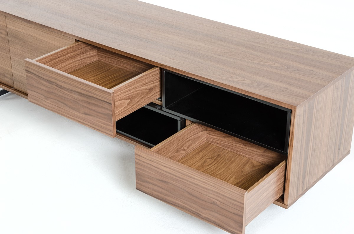 Walnut TV Stand Media Storage with Drawers and Doors - Click Image to Close