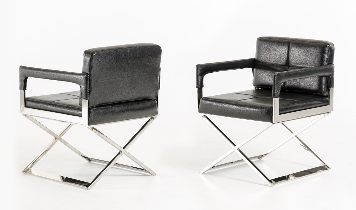 Stainless Steel Frame Black Bonded Leather Chair - Click Image to Close