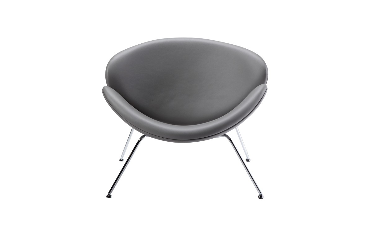 Contemporary Grey Leatherette Stainless Steel Legs Chair - Click Image to Close