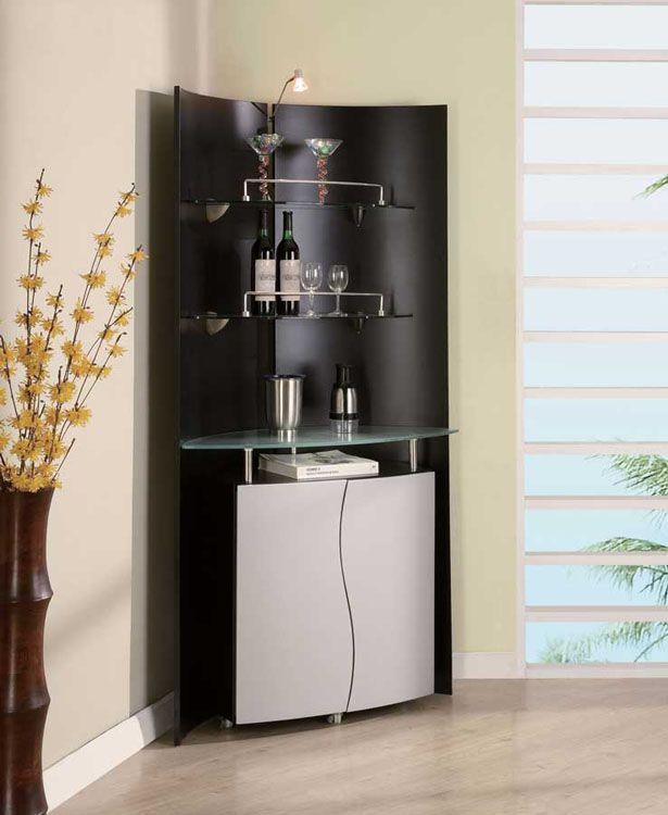 Stylish Wooden Bar with Glass Shelves Prime Classic Design