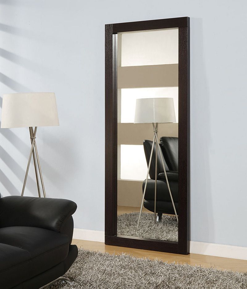 Rectangular Standing Long Mirror in Wenge Wooden Frame Prime Classic