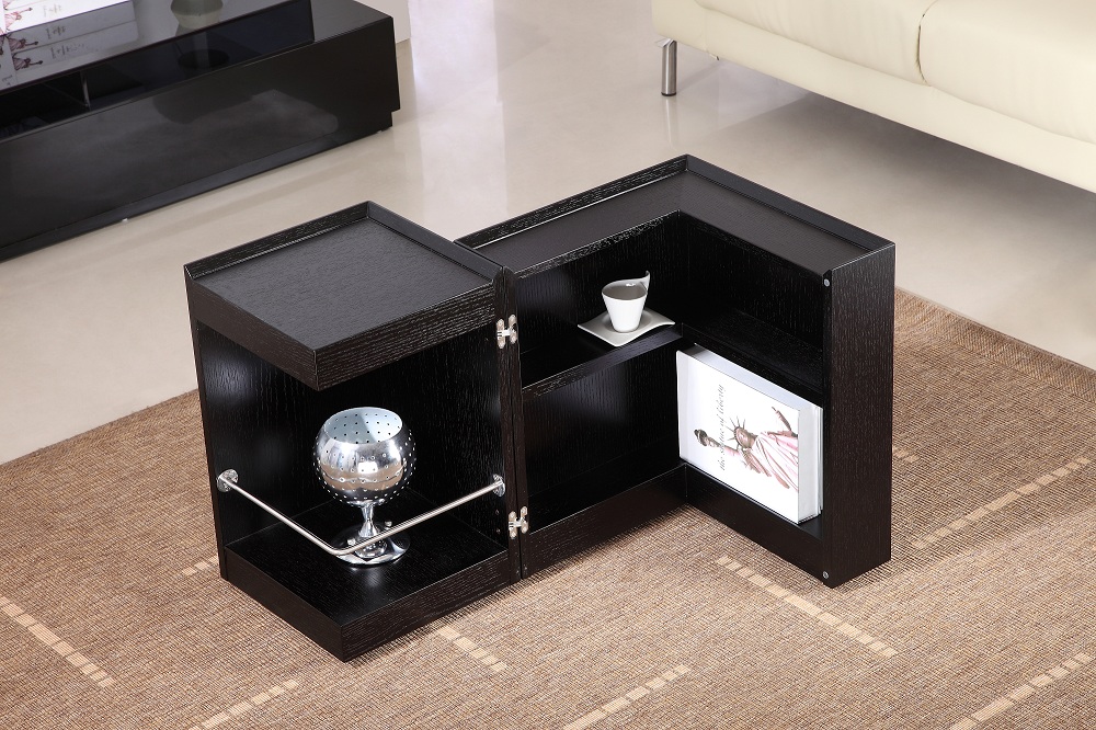 Contemporary Coffee End Table with Mini Storage Bar Inside - Click Image to Close