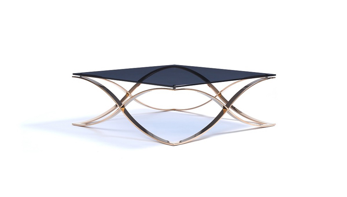 Beautiful Modern Rose gold and Smoked Glass Coffee Table - Click Image to Close