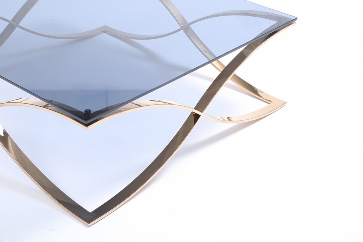 Beautiful Modern Rose gold and Smoked Glass Coffee Table - Click Image to Close