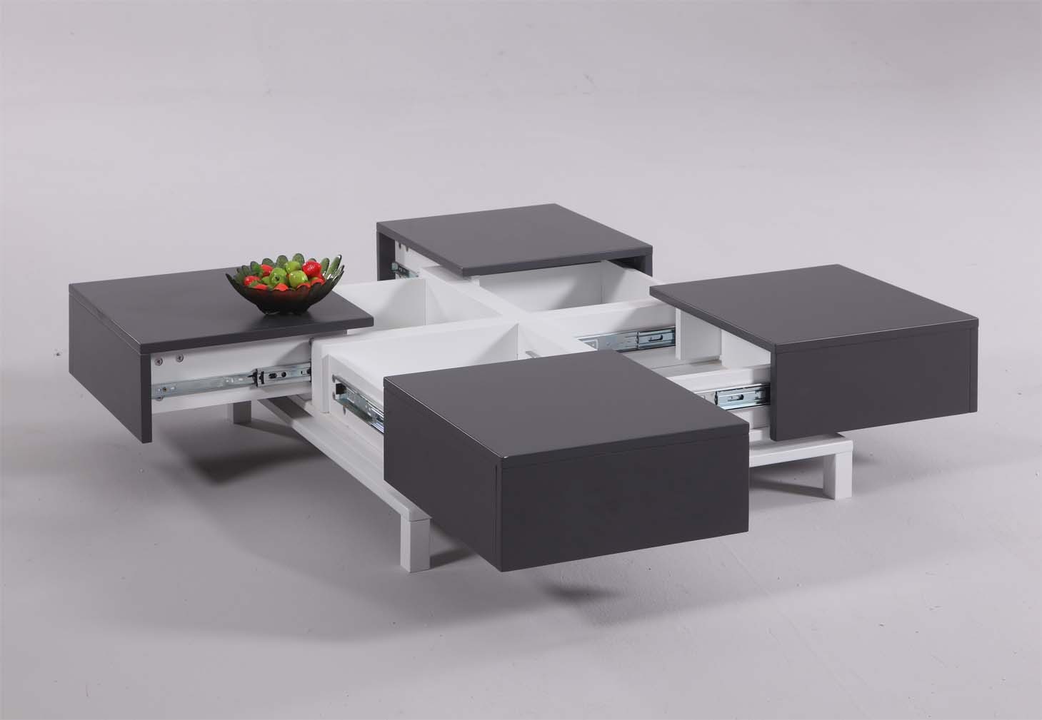 Ultra Grey Cocktail Coffee Table with Four Storage Compartments - Click Image to Close