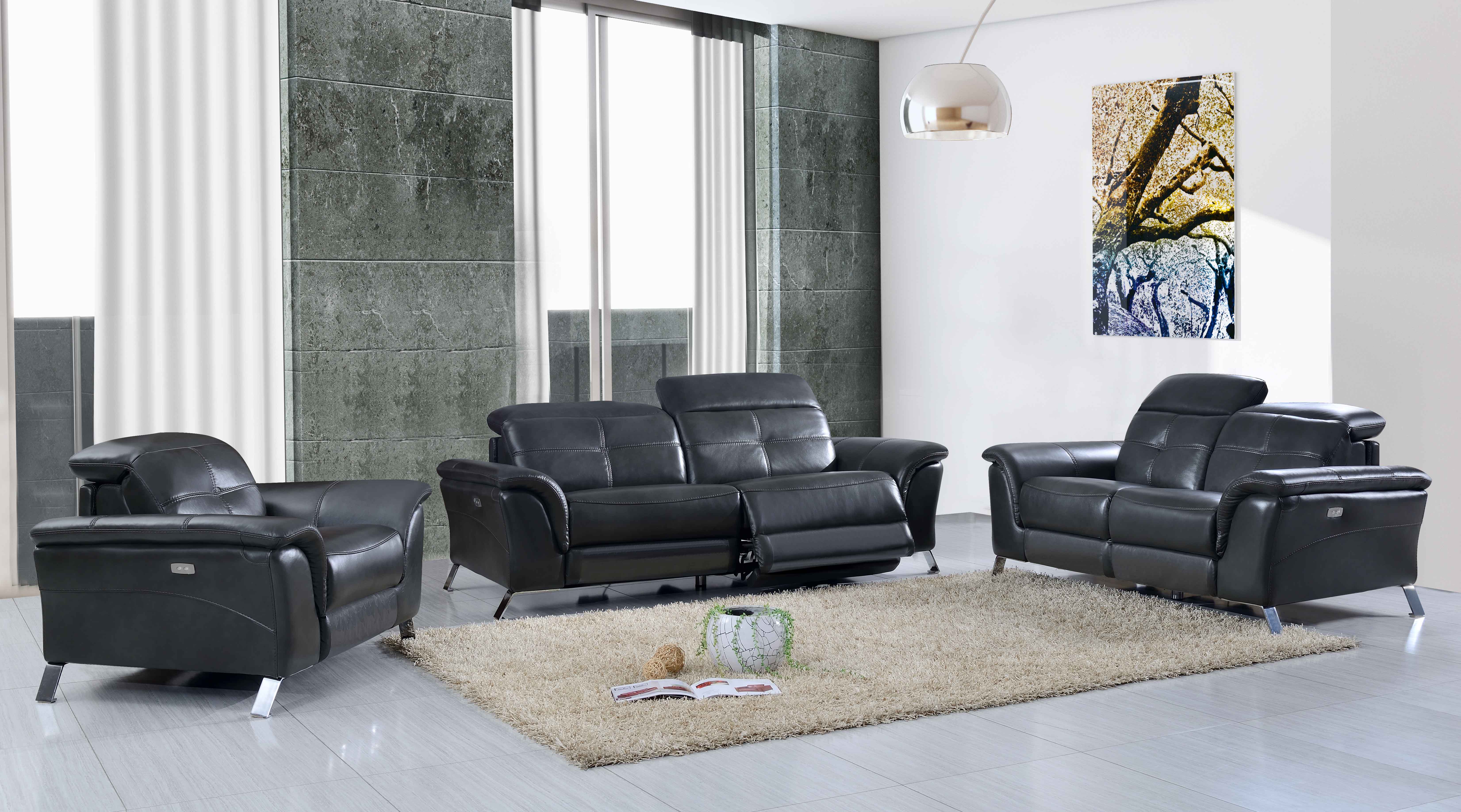 Dark Grey Sofa Set With Power Electric Recliners E 2619 