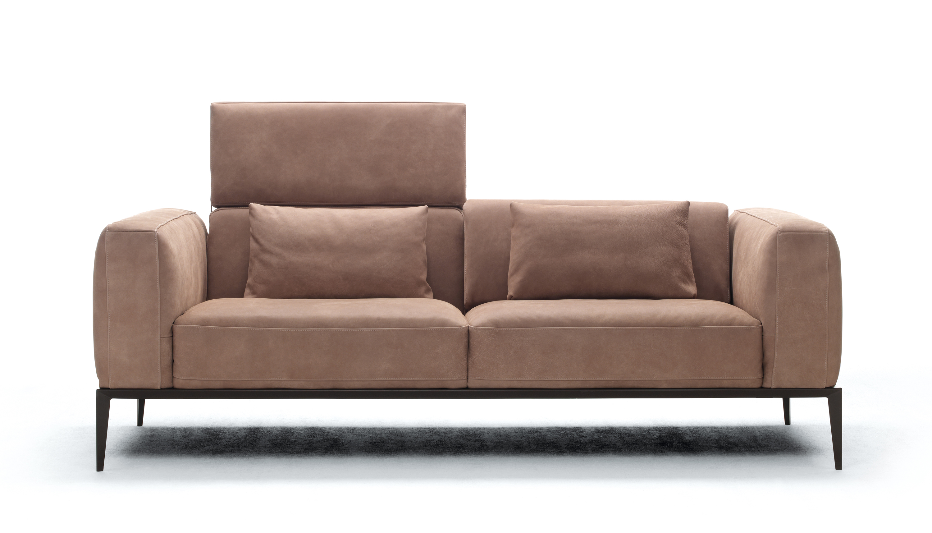 Two Pieced Italian Leather Sofa Set in Tan - Click Image to Close