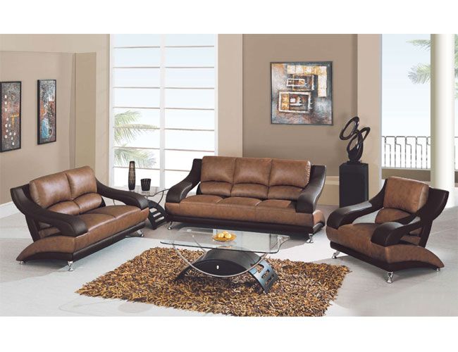 Versatile Shaped Leather Upholstered Living Room Set - Click Image to Close