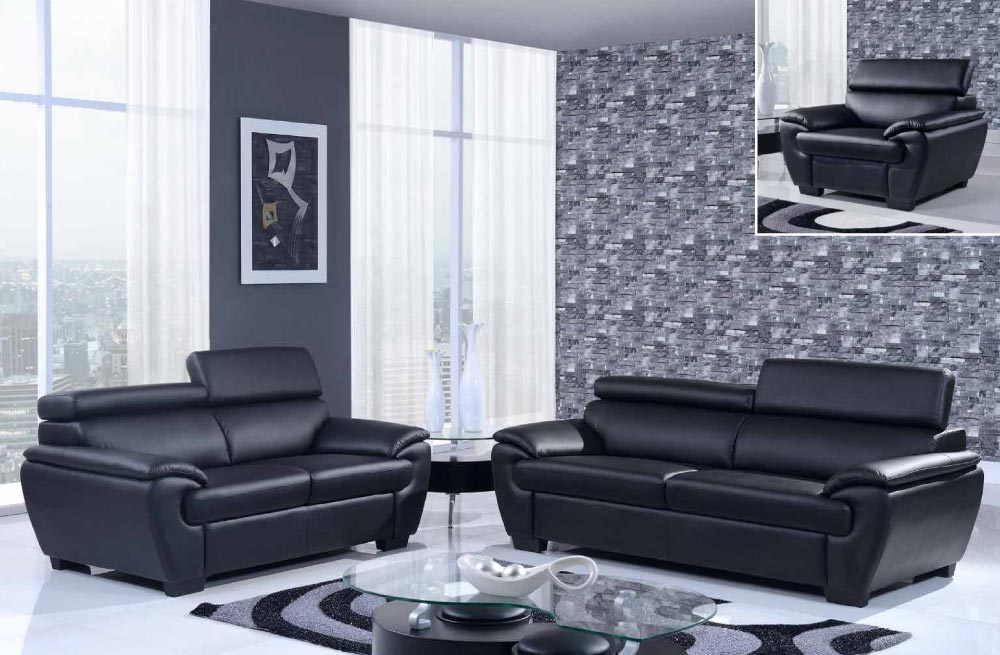 Contemporary Bonded Leather 3 Piece Black Sofa Set El Paso Texas Gf4571 Quality Bonded Leather Modern Designer Sofas