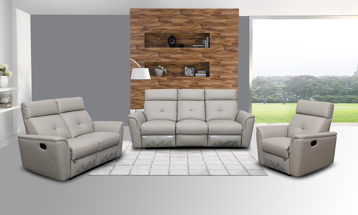 Elegant Leather Living Room Set with Tufted Stitching Elements - Click Image to Close