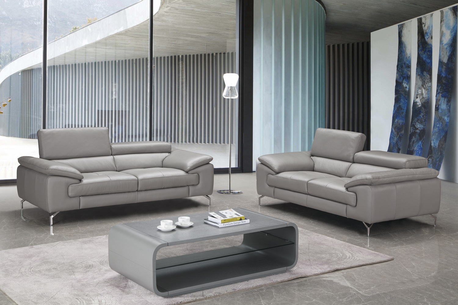 Trendy Sofa and Loveseat in Premium Leather - Click Image to Close