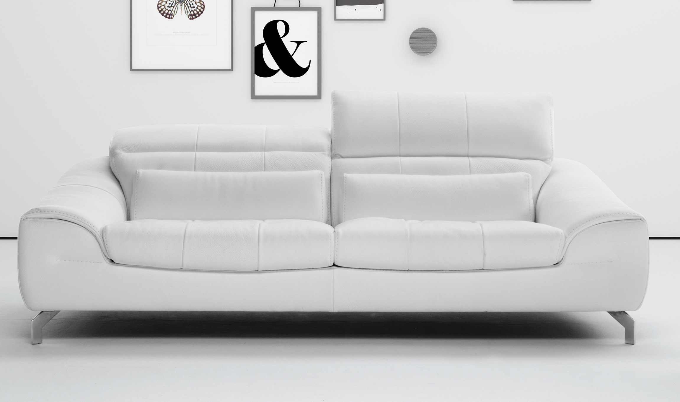 White Sofa Set in Soft Leather with Color Options - Click Image to Close