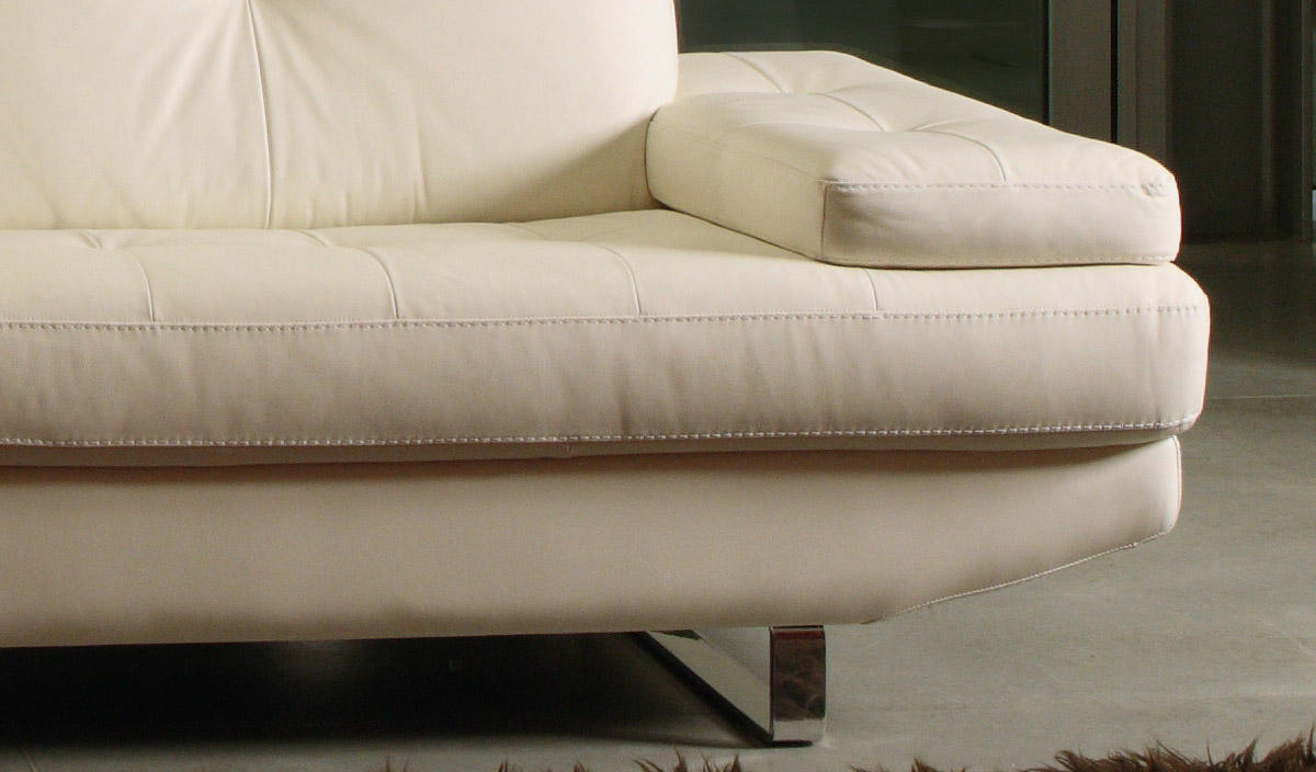 Sylish Cream Italian Leather 2 pieced Living Room Sofa Set - Click Image to Close