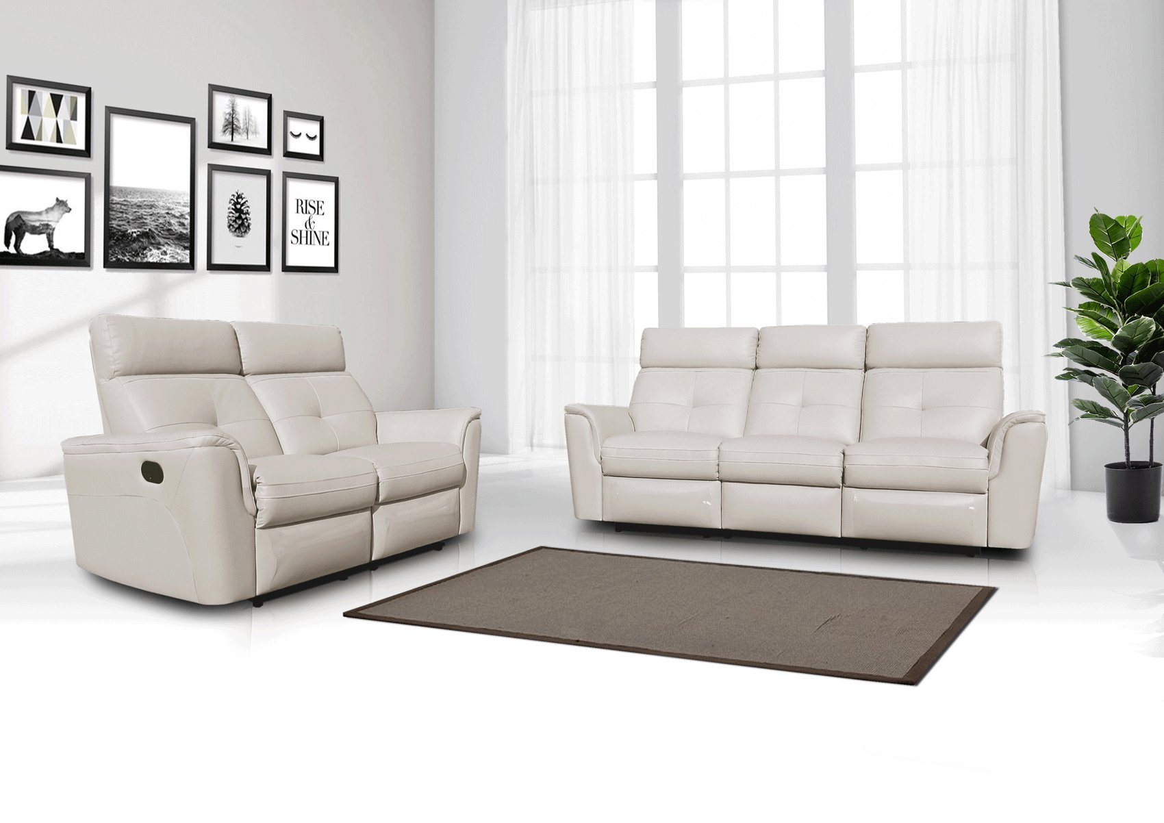 Contemporary Arizona Leather Living Room Set - Click Image to Close