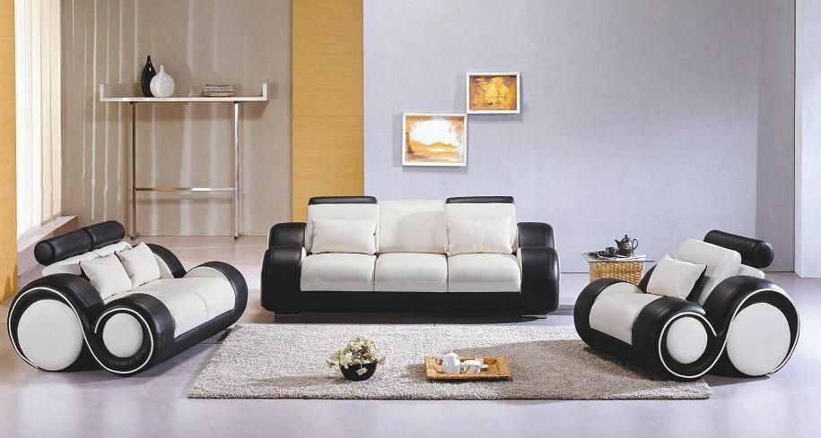 Contemporary Black and White Leather Sofa Set Mesa Arizona 