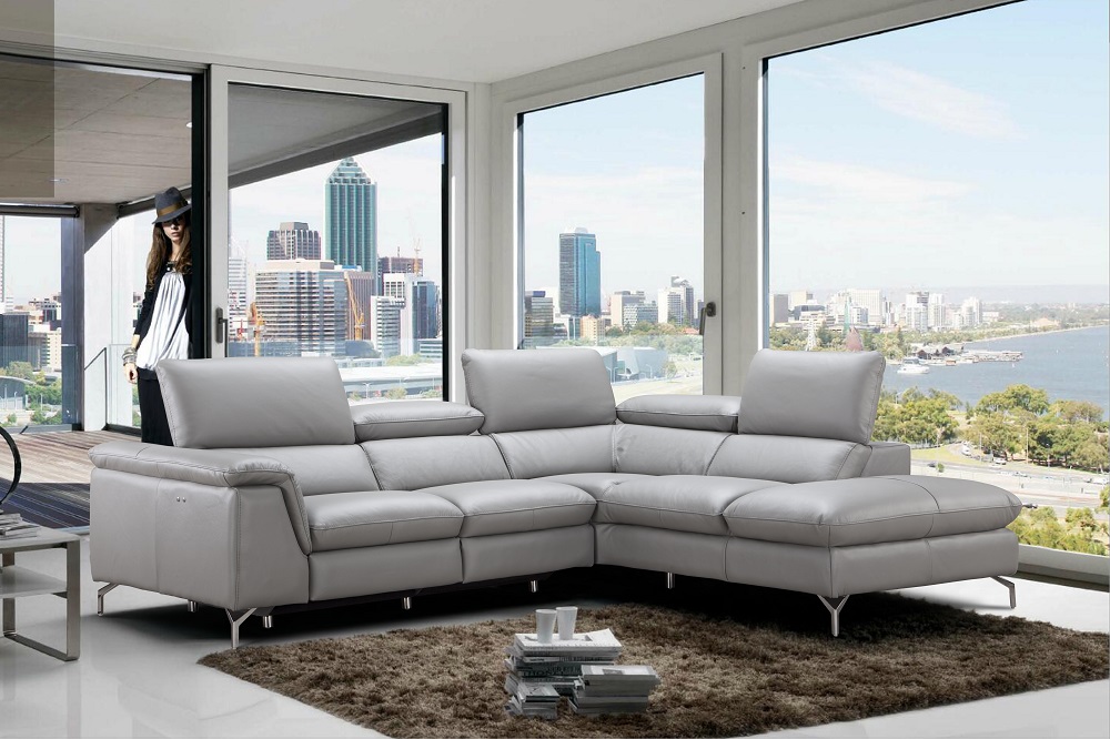 Refined 100% Italian Leather Sectional - Click Image to Close