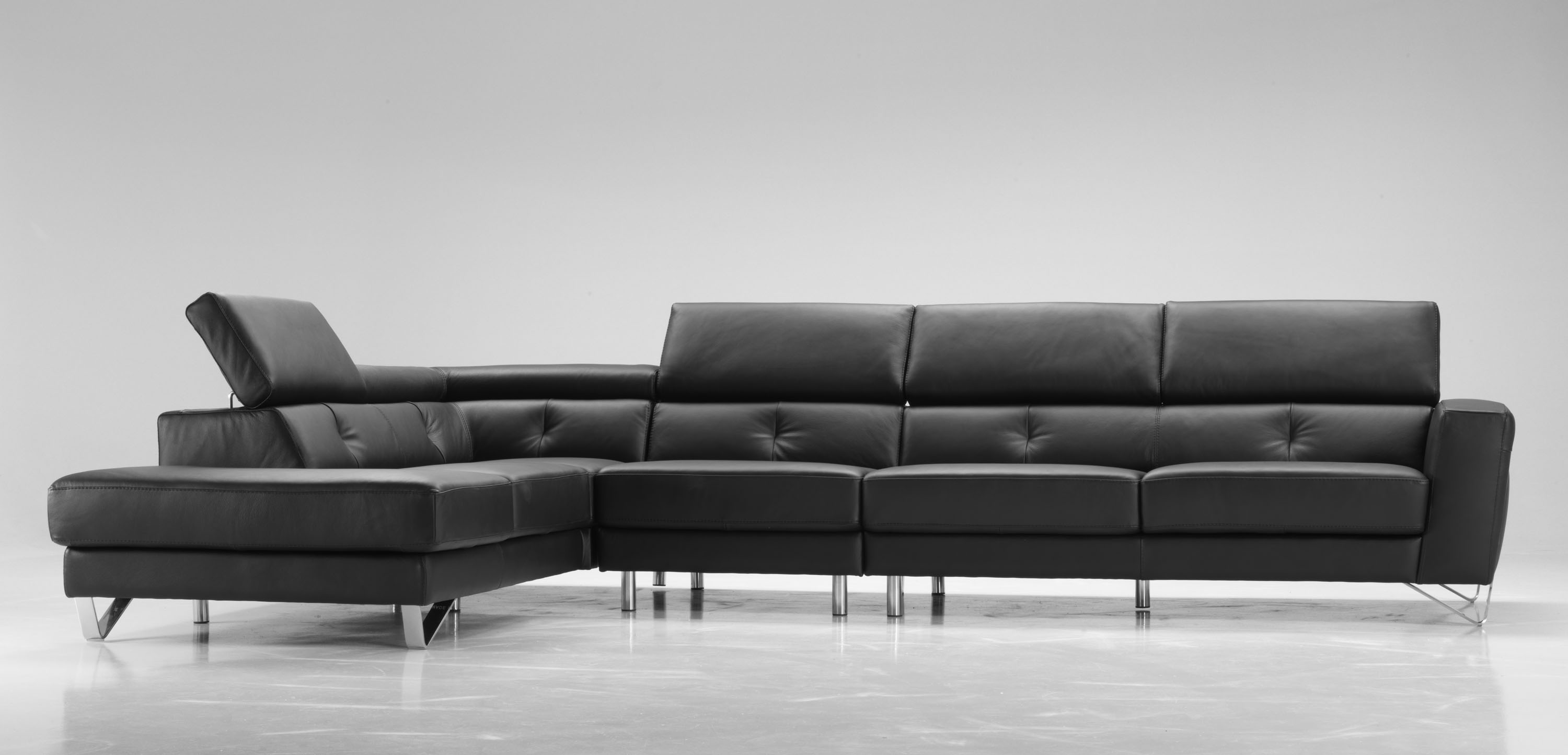 Advanced Adjustable Leather Corner Sectional Sofa - Click Image to Close
