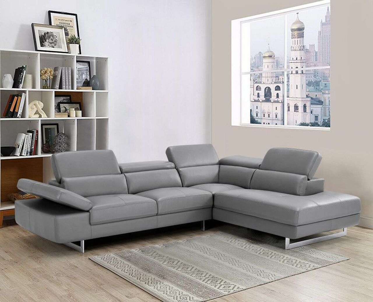 Advanced Adjustable Italian Top Grain Leather Sectional Sofa - Click Image to Close