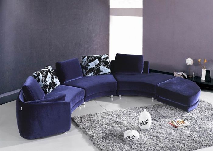 Contemporary Microsuede Fabric Sectional - Click Image to Close