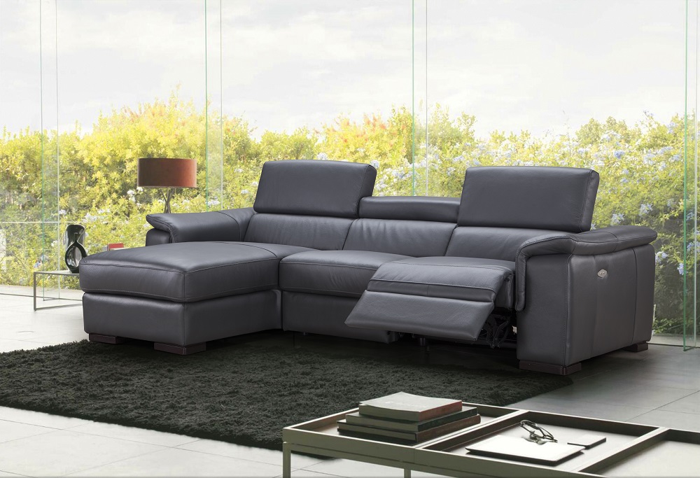 Sophisticated Quality Leather L-shape Sectional - Click Image to Close