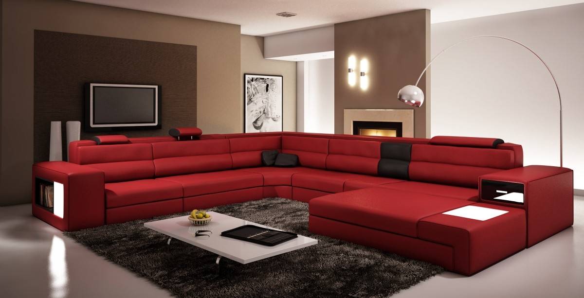 Extra Large Contemporary Sectional Sofa in Copper with End Table - Click Image to Close