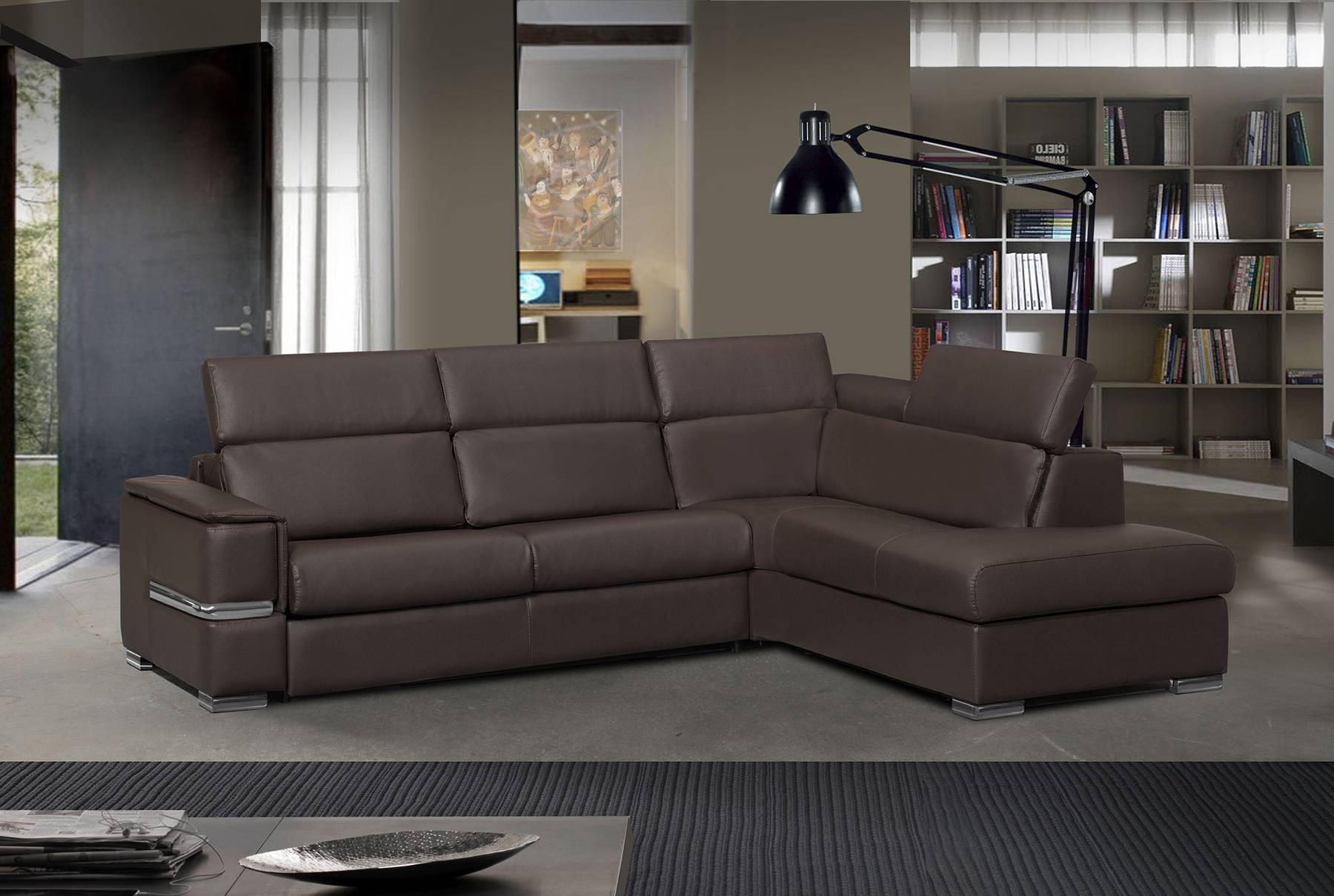 Brown Leather Sectional Sofa With Fold Out Sleeper
