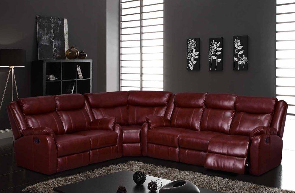 Traditional Brown or Burgundy Sectional with Reclining Function - Click Image to Close