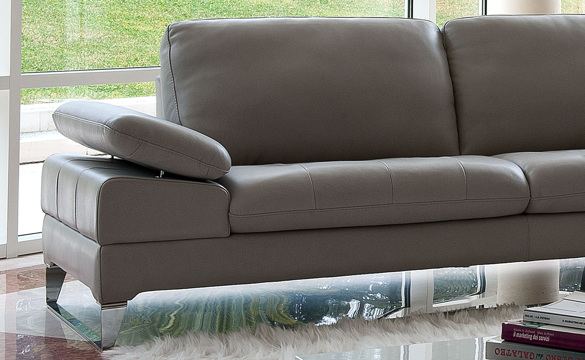 Refined Covered in All Leather Sectional - Click Image to Close