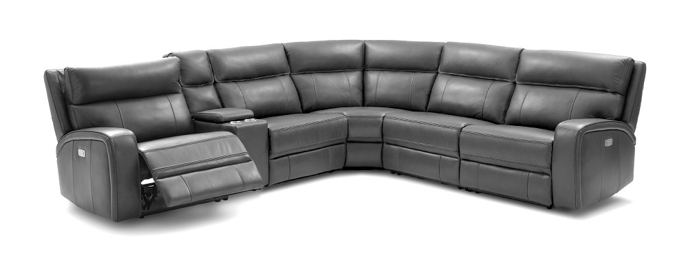 Advanced Adjustable Sectional Upholstered in Real Leather with End Table - Click Image to Close