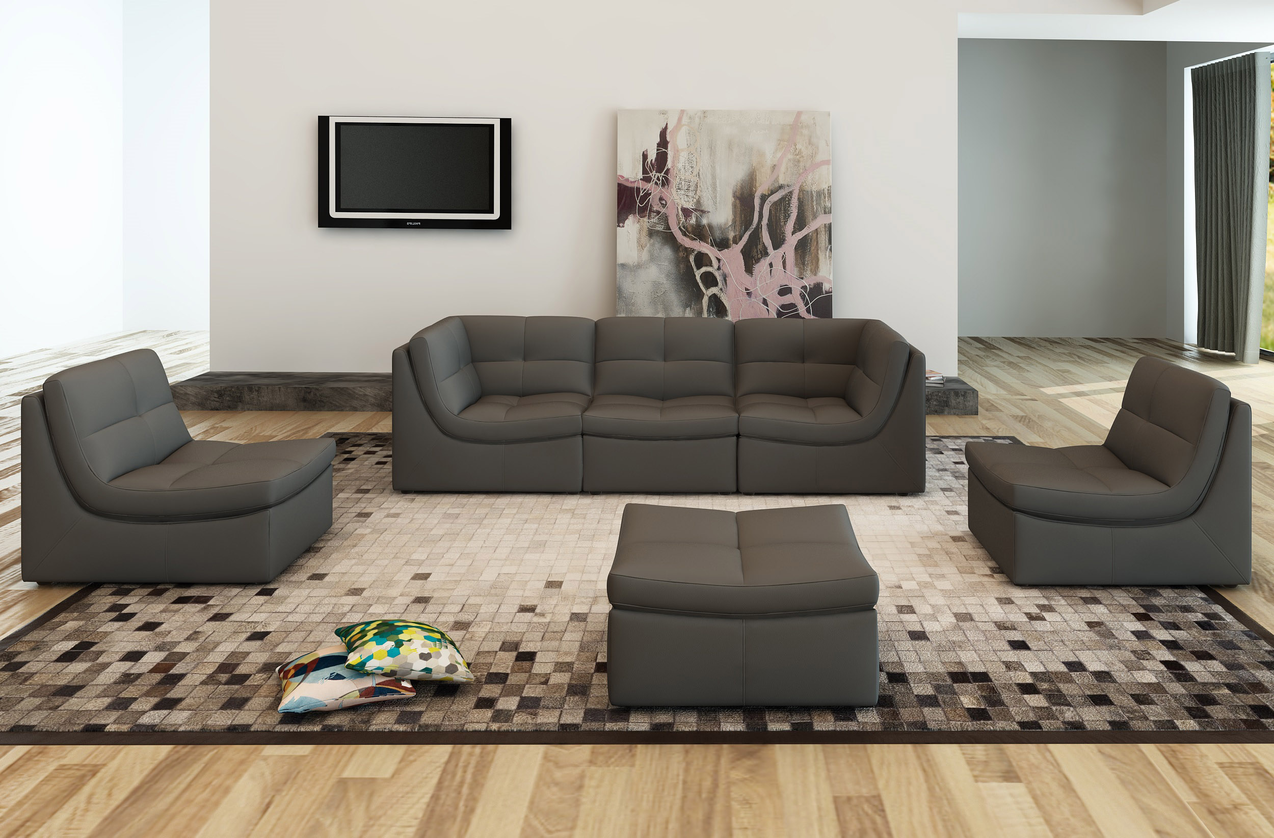 Sophisticated Italian Leather Living Room Furniture - Click Image to Close