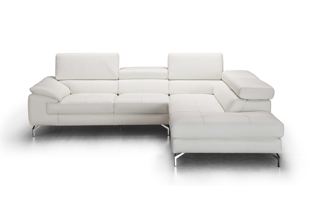 Unique Tufted Top-Grain Leather Sectional - Click Image to Close