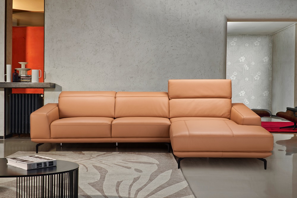 Adjustable Advanced Leather Sectional with Chaise - Click Image to Close