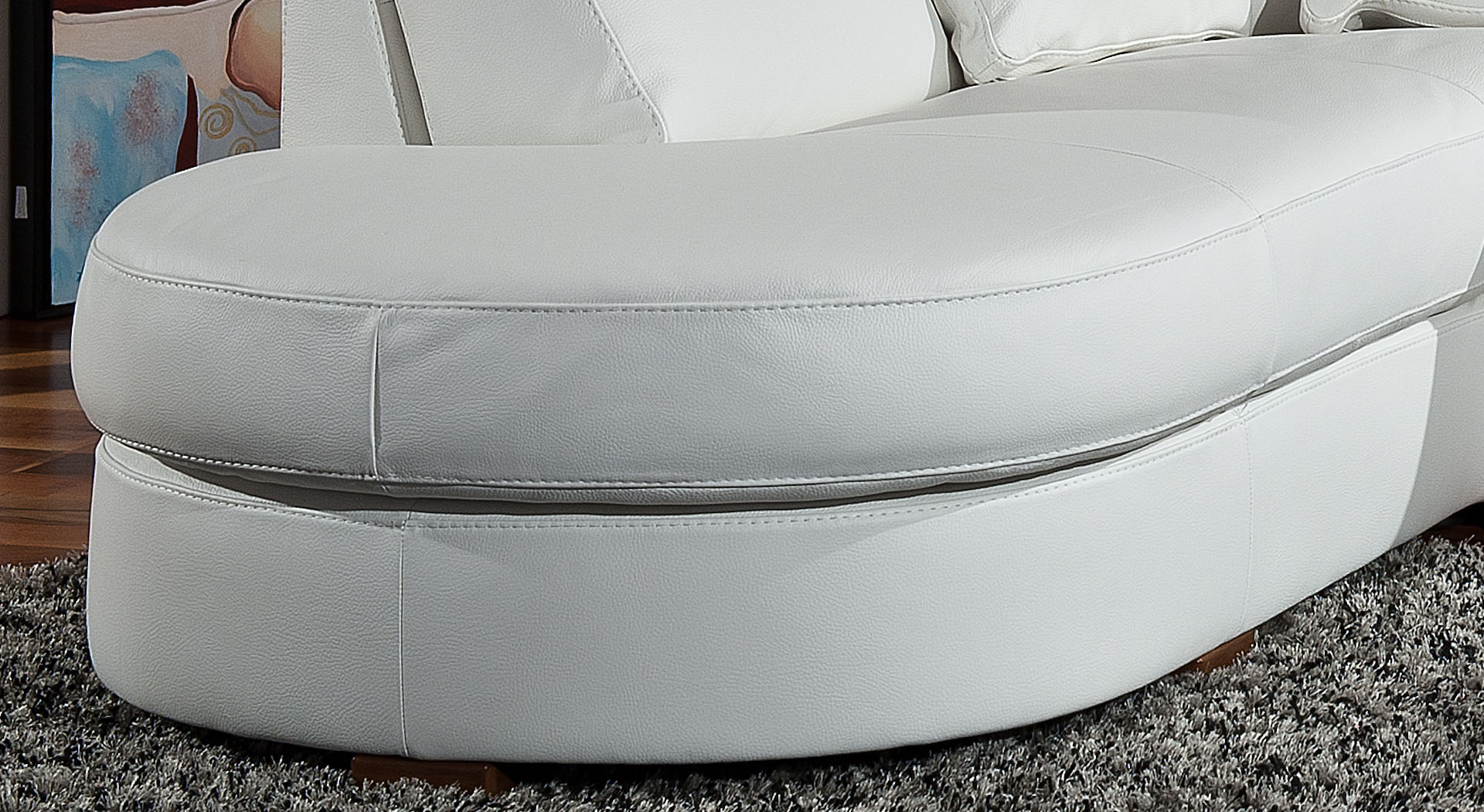Luxury Leather Curved Corner Sofa with Pillows - Click Image to Close
