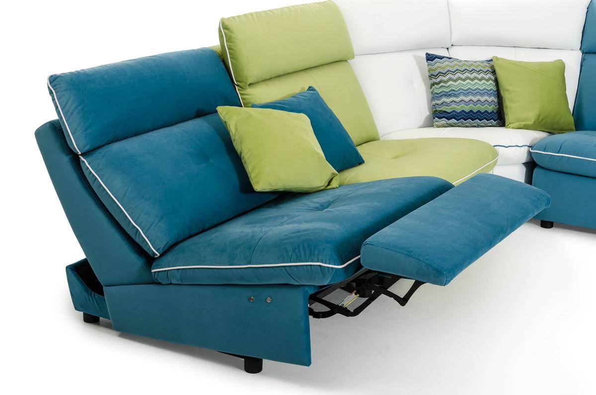 Multi Color Italian Contemporary Leather and Fabric Sectional Sofa - Click Image to Close