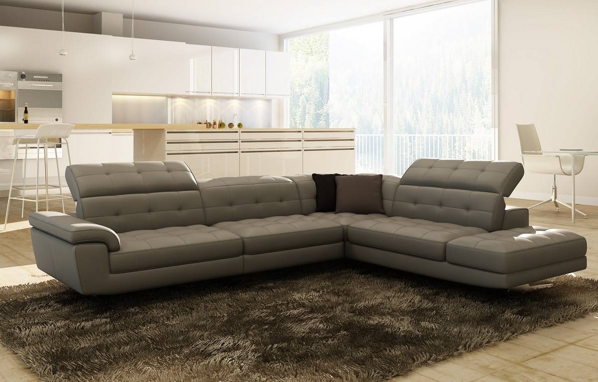 Italian Thick Leather Contemporary Sectionals V992 