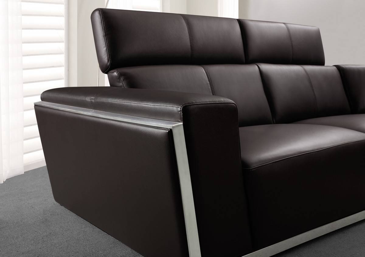 Advanced Adjustable Leather Sectional with Chaise - Click Image to Close