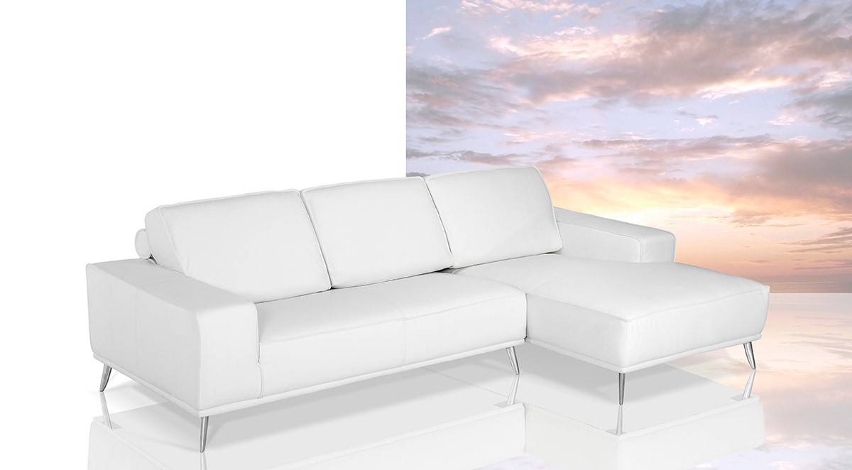 Sophisticated Full Leather Sectional with Chaise - Click Image to Close