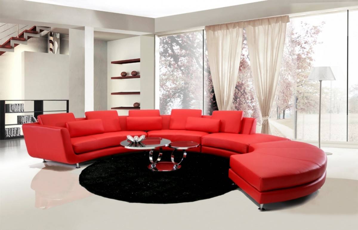 Modern Bold Design In Red Leather Sectional A94 